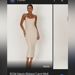 Meshki white ribbed cami midi dress. Form fitting